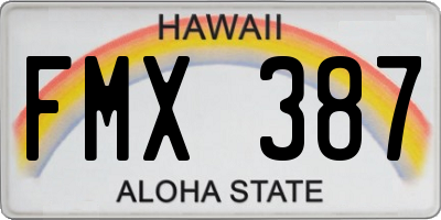 HI license plate FMX387