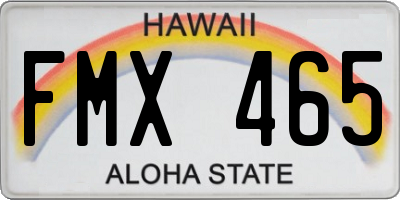 HI license plate FMX465