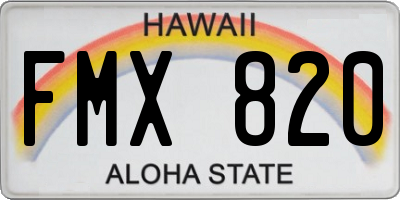 HI license plate FMX820