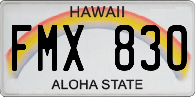 HI license plate FMX830