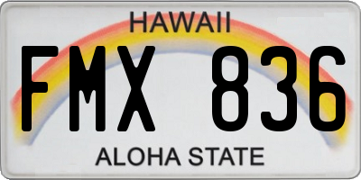 HI license plate FMX836