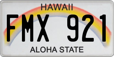 HI license plate FMX921