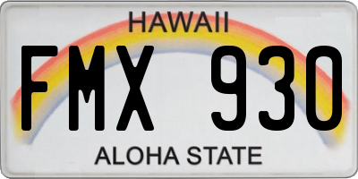 HI license plate FMX930