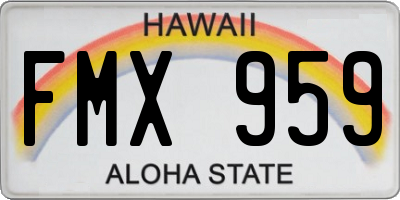 HI license plate FMX959