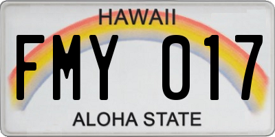HI license plate FMY017