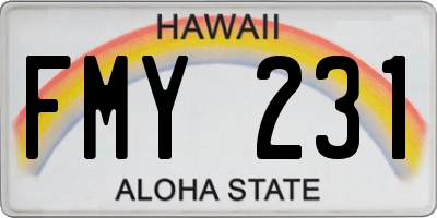 HI license plate FMY231