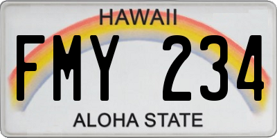 HI license plate FMY234