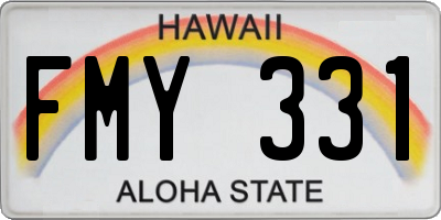 HI license plate FMY331
