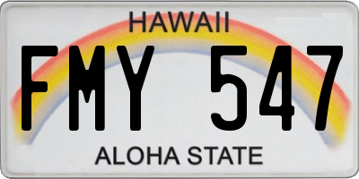 HI license plate FMY547