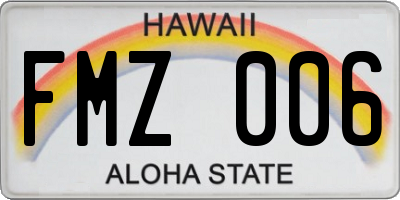 HI license plate FMZ006