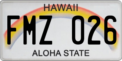 HI license plate FMZ026