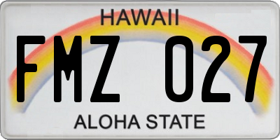 HI license plate FMZ027