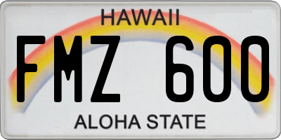HI license plate FMZ600
