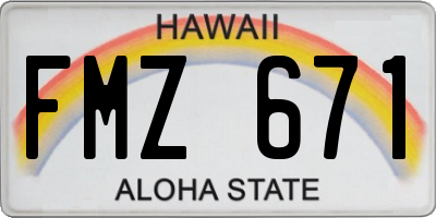HI license plate FMZ671