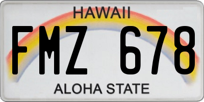 HI license plate FMZ678