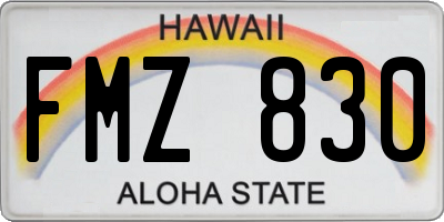 HI license plate FMZ830
