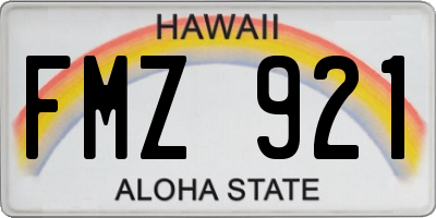 HI license plate FMZ921