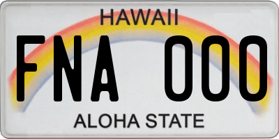 HI license plate FNA000