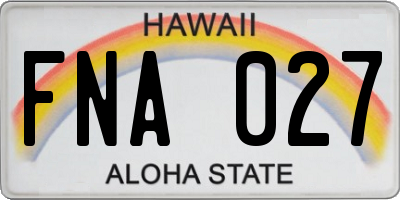 HI license plate FNA027