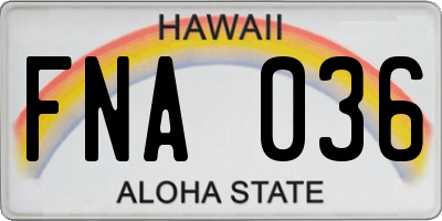 HI license plate FNA036
