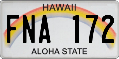 HI license plate FNA172