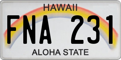 HI license plate FNA231