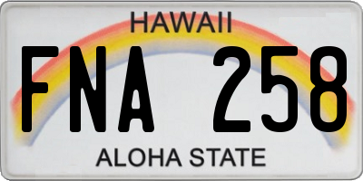 HI license plate FNA258
