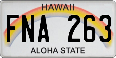 HI license plate FNA263