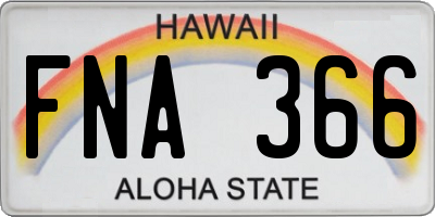 HI license plate FNA366