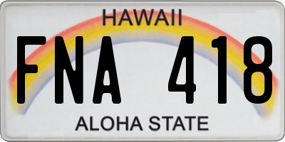 HI license plate FNA418