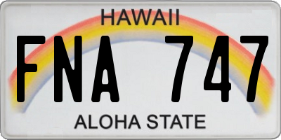 HI license plate FNA747