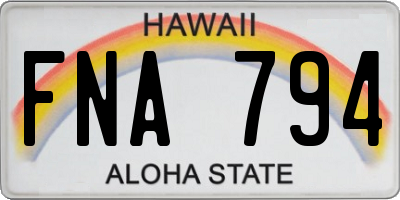 HI license plate FNA794
