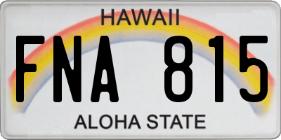 HI license plate FNA815