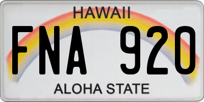 HI license plate FNA920