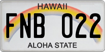 HI license plate FNB022