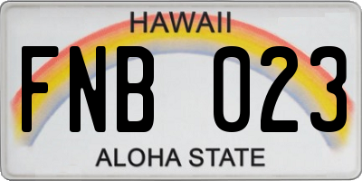HI license plate FNB023