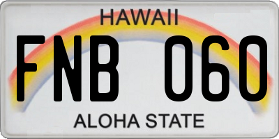 HI license plate FNB060