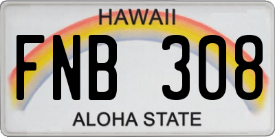 HI license plate FNB308