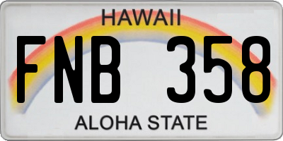 HI license plate FNB358