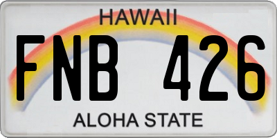 HI license plate FNB426
