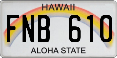 HI license plate FNB610