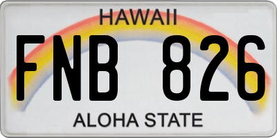 HI license plate FNB826