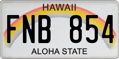 HI license plate FNB854
