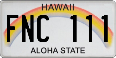 HI license plate FNC111