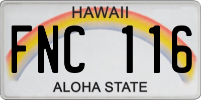 HI license plate FNC116