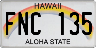 HI license plate FNC135