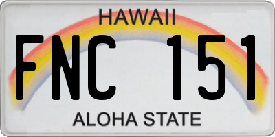 HI license plate FNC151