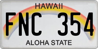 HI license plate FNC354