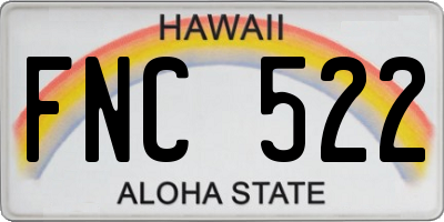 HI license plate FNC522