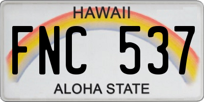 HI license plate FNC537